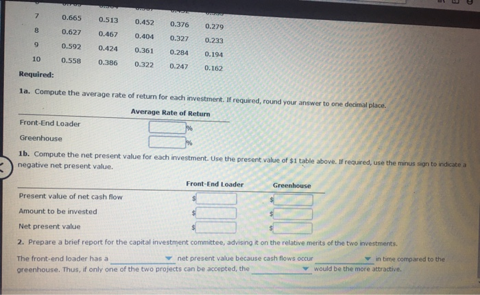 is considering two capital investments. The estimated income from operations and net
