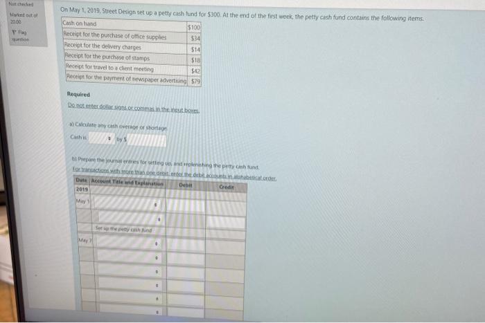 please help On May 1, 2019, Strect Design set up a