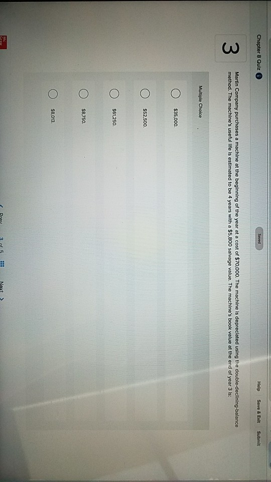  Chapter 8 Quiz Saved Help Save & Exit Submit 3 Martin