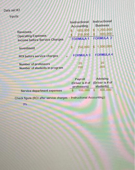 formulas, you should be able to use any of these sets of