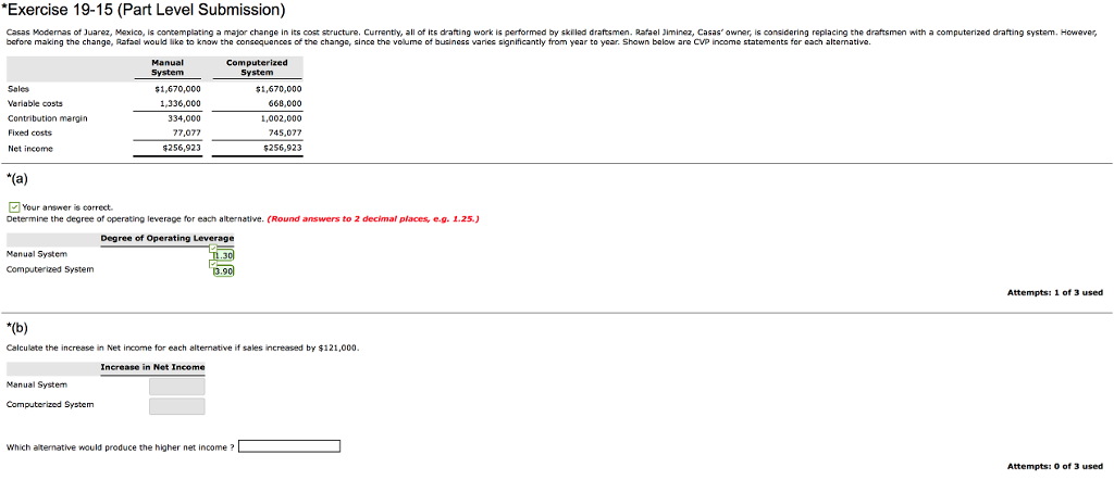 Please do part (B) "Exercise 19-15 (Part Level Submission) Casas Modemas of