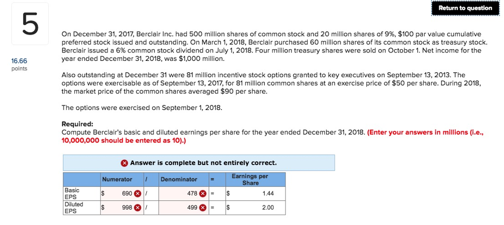  Return to question 5 On December 31, 2017, Berclair Inc. had