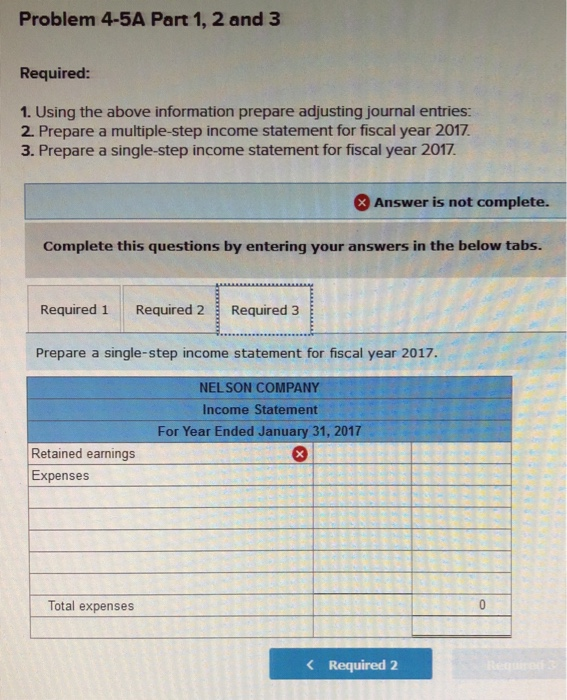 following information applies to the questions displayed below] The following unadjusted trial