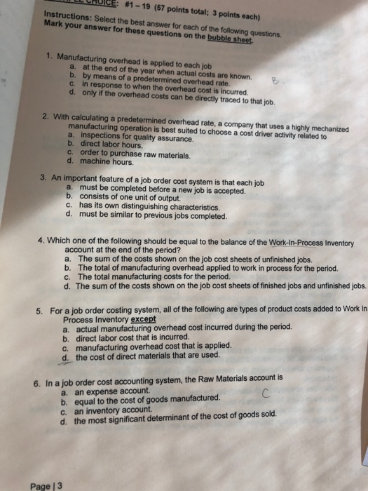 please help me with correct answer Choice E #1-19 (57 points total;