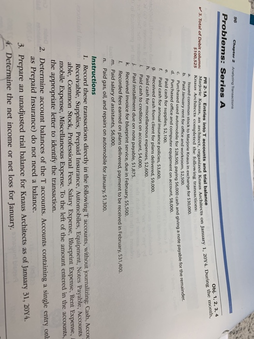  96 Chapter 2 Analyzing Transactions Problems: Series A Obj. 1, 2,