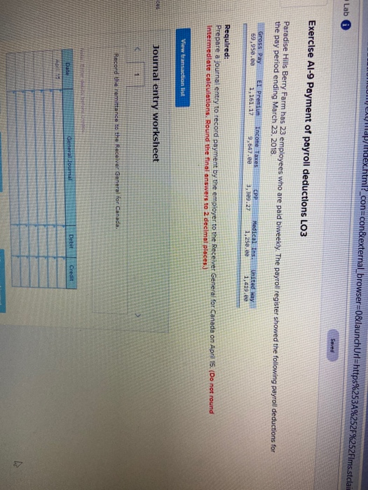  Jumap/index.html?_con=con&external_browser=0&launchUrl=https%253A%252F%252Fims.stclaim Lab Seved Exercise Al-9 Payment of payroll deductions LO3 Paradise