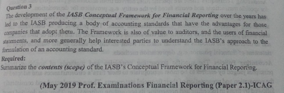Question 3 The development of the IASB Conceptual Framework for Financial