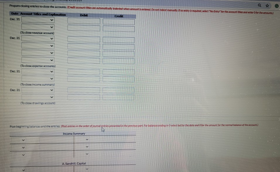 In Progress Selected accounts for Sandhill's Salon at December 31, 2021, are