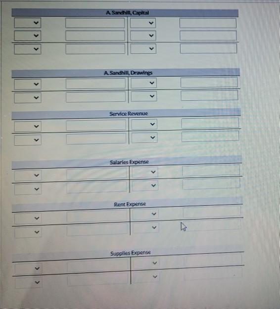 presented below A Sandhil. Capital Dr. cr. 31100 A Sandhill, Drawings Dr.