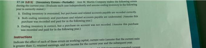 how to do this B7.24 (LO 5) (Inventory Eirrors-Periodic) Ann M. Martin