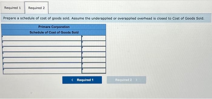 prepare a schedule of cost of goods sold; assuming the underapplied or