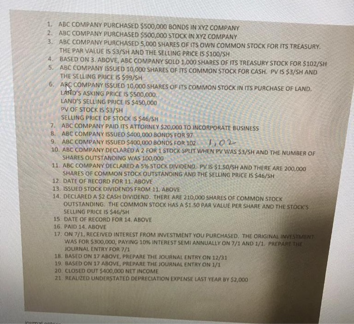 please type do not write this is accounting 2 class excerxisejornal