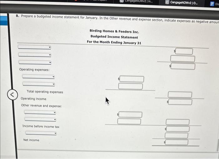 per unit c. Desired inventories at January 31 : Direct materials: wood