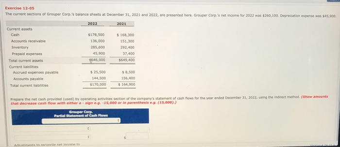  Exercise 12-05 problem 12-07A Exercise 12-05 The current sections of Grouper