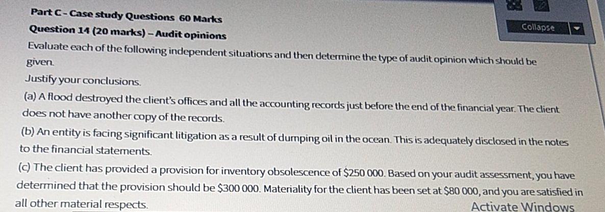  Part C-Case study Questions 60 Marks Question 14 (20 marks) -