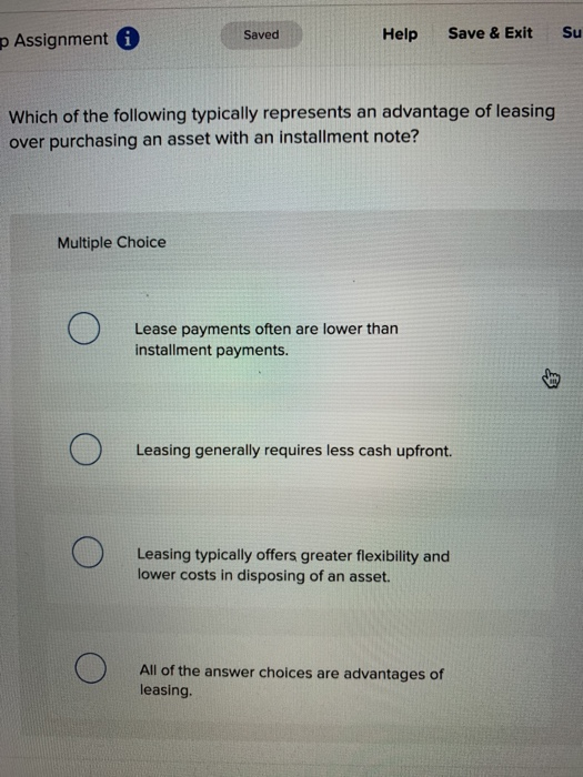  p Assignment Saved Help Save & Exit Su Which of the