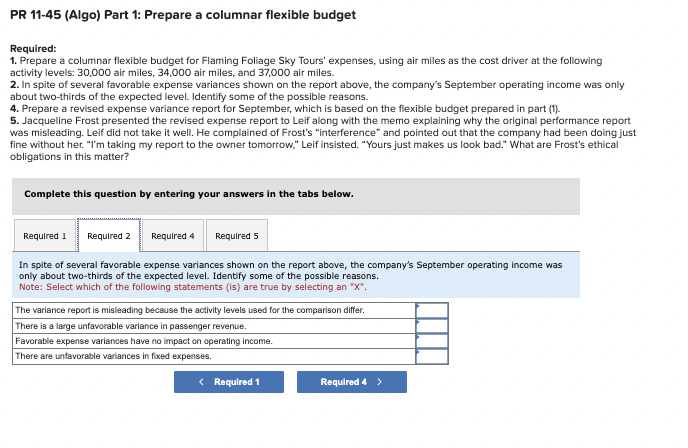 Budget; Tour Company; Ethical Issues (LO 11-1, 11-2, 11-6) Flaming Foliage Sky