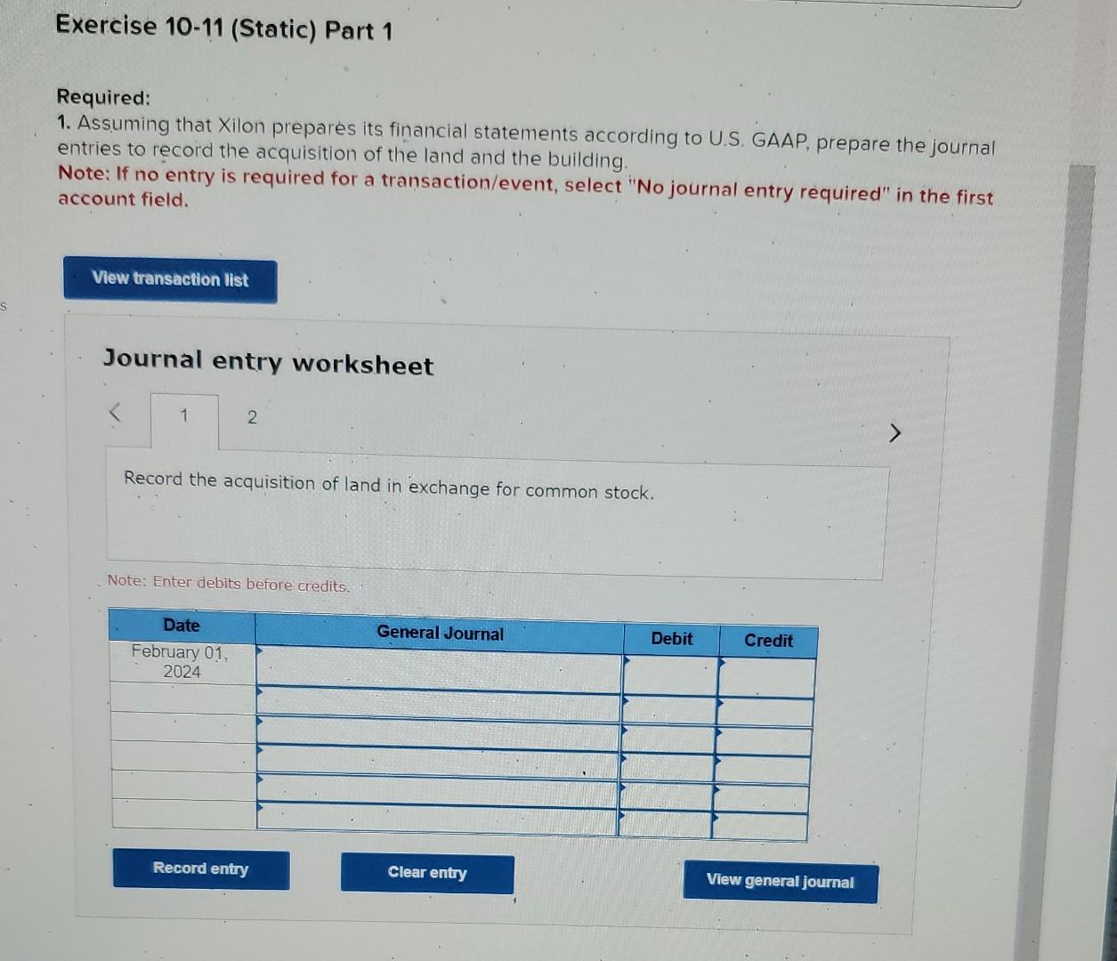 part 1a and part 1b Required information Exercise 10-11 (Static) IFRS; acquisition