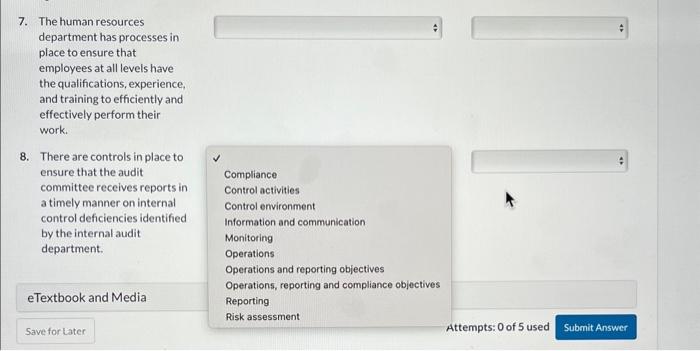 Control Component from Column 1 . 4. Managementimplementeda code of ethics, which