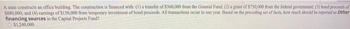  A state constructs an office building. The construction is financed with: