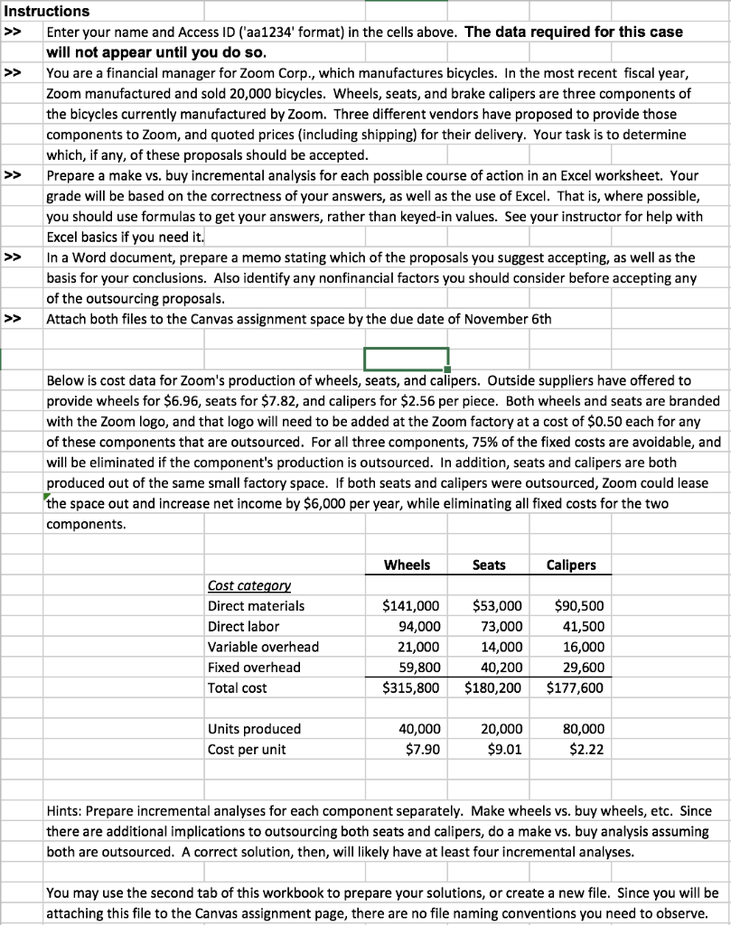 Instructions Enter your name and Access ID ('aa1234' format) in the