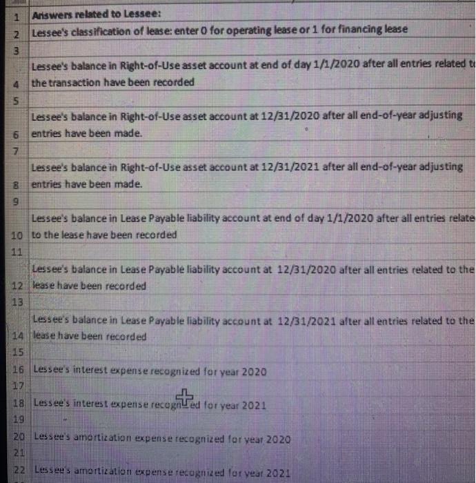 1, 2020. Fair market value of leased asset at inception of lease