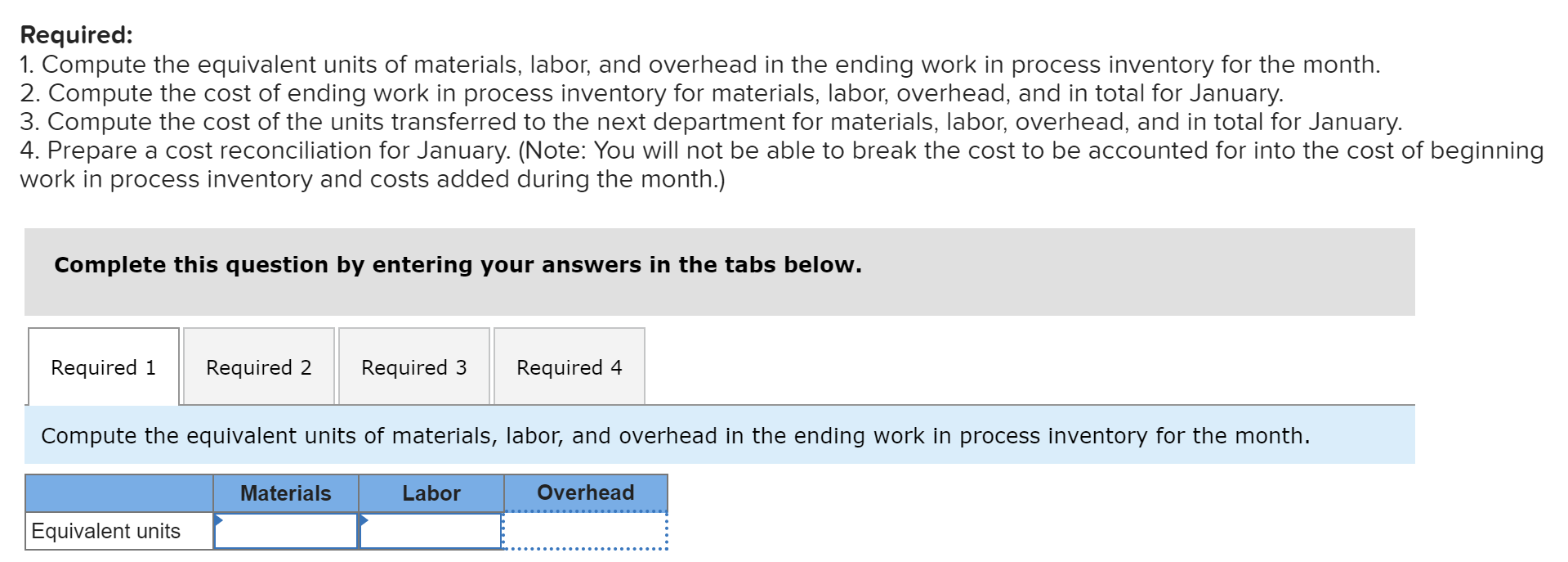 Superior Micro Products uses the weighted-average method in its process costing system.