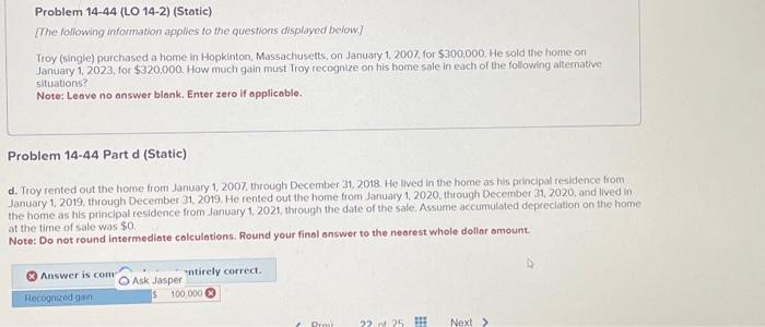 question 22- Problem 14-44 (LO 14-2) (Static ) The following information applies