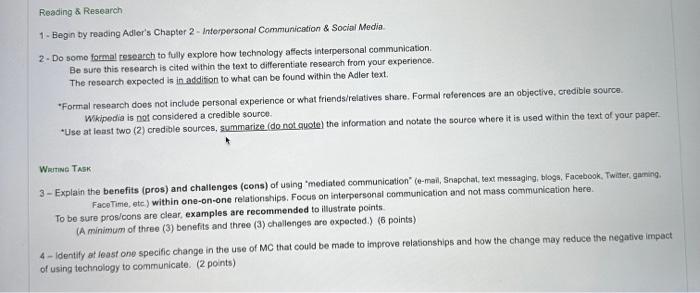  can you answer this paper? Reading \& Research 1. Eegin by