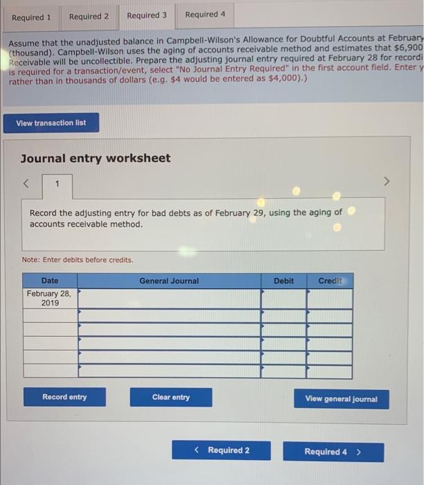 28,2019 . Required: 1. Assume Campbell.Wilson uses M of 1 percent of