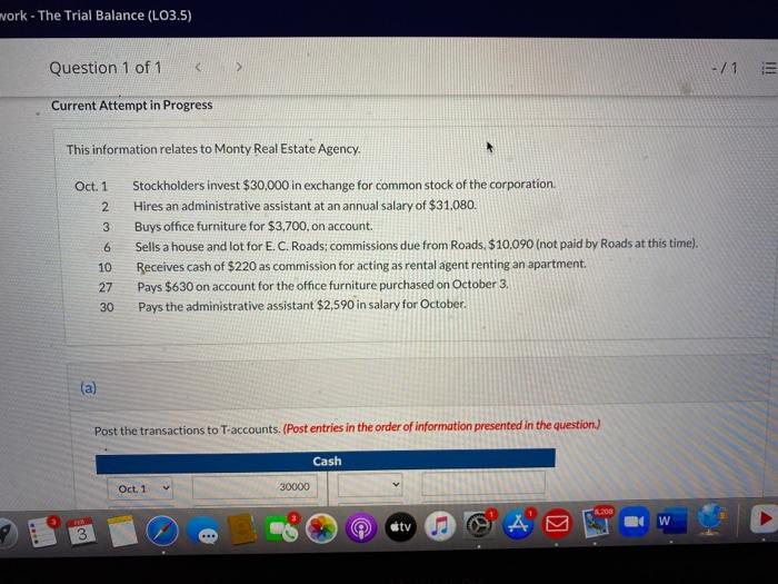  work - The Trial Balance (LO3.5) -71 III Current Attempt in