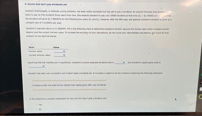  Term Value Horizon value Current intrinsic value Assuming that the markets