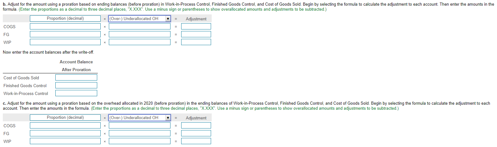 table Machine-hours data and the ending balances (before proration of under- or
