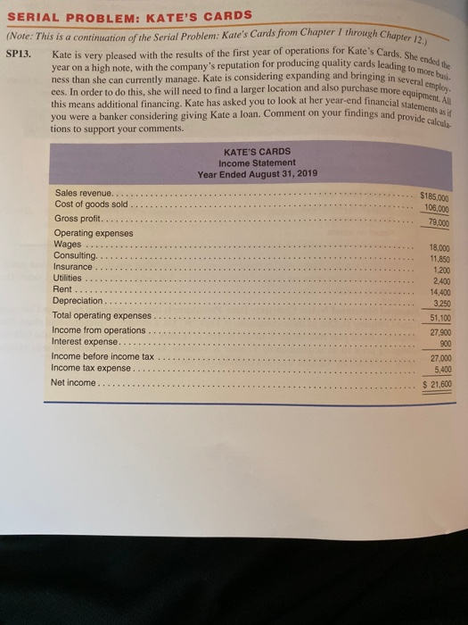  SERIAL PROBLEM: KATE'S CARDS (Note: This is a continuation of the