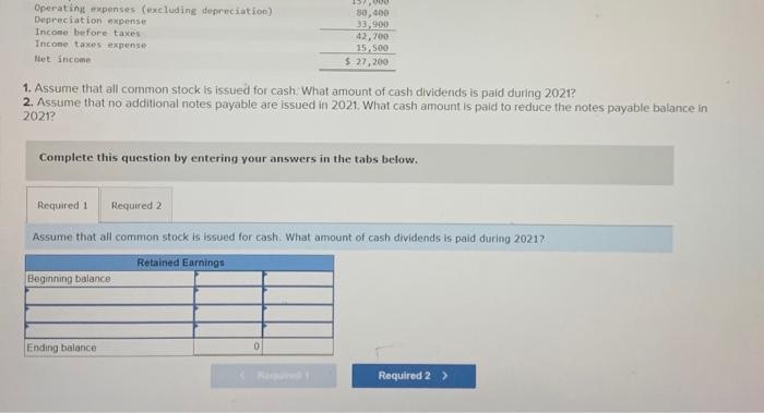 2021. What cash amount is paid to reduce the notes poyable balance