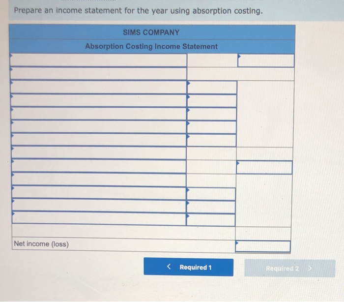 1, 2019. Its cost and sales information for this year follows $