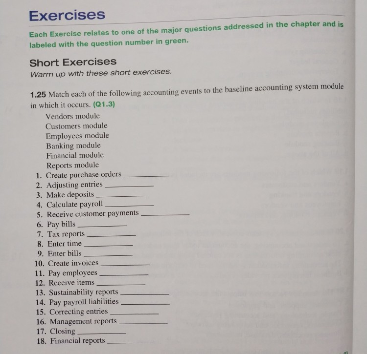 please help me do it Exercises Each Exercise relates to one