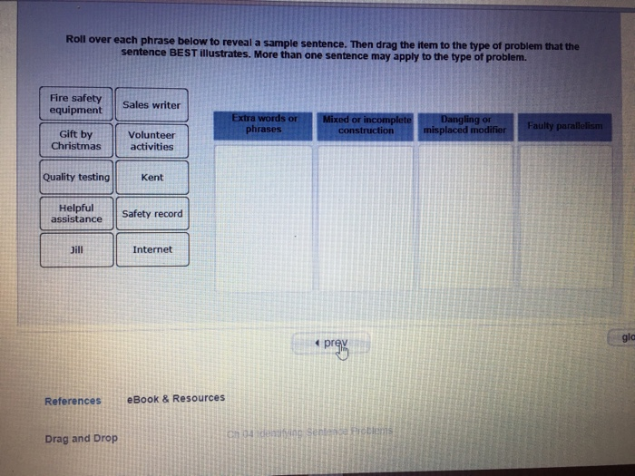  roll over each phrase below to reveal a sample sentence then
