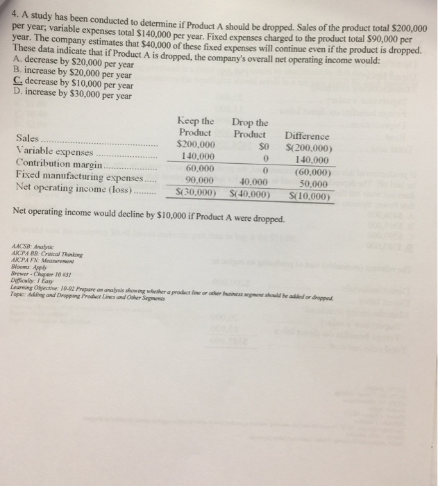  A study has been conducted to determine if Product A should