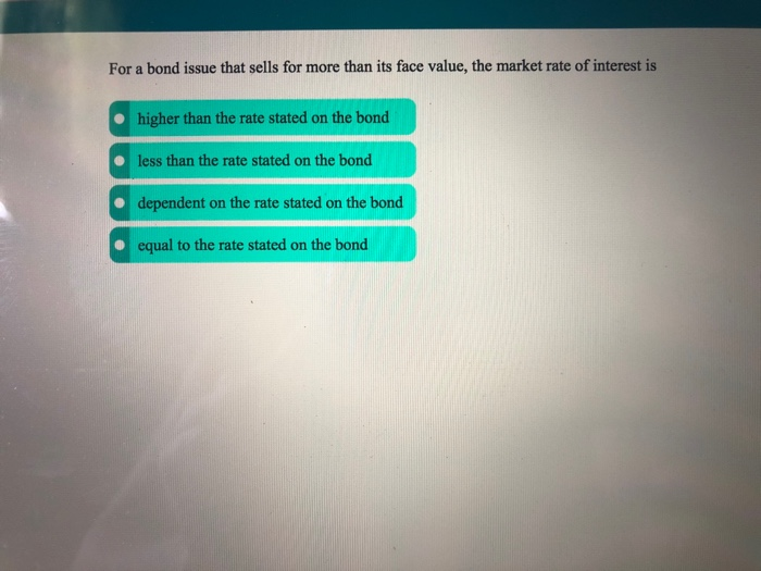  For a bond issue that sells for more than its face