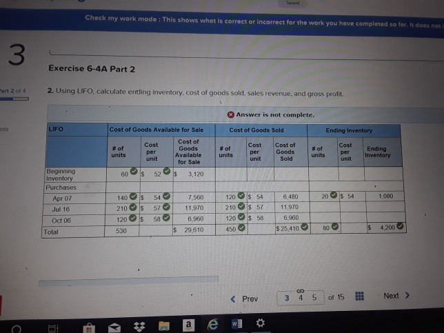 completed so fer, It does not indicase c 3 Required information Exercise