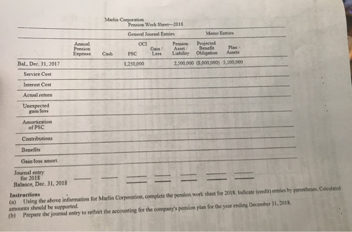 has 'developed the following information for the company's defined-benefit pension plan for