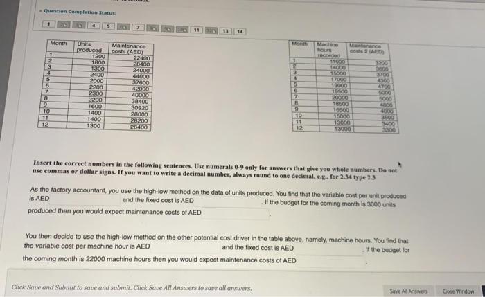  Question Completion Status 1 14 Month Month AD 2 3000 Machine
