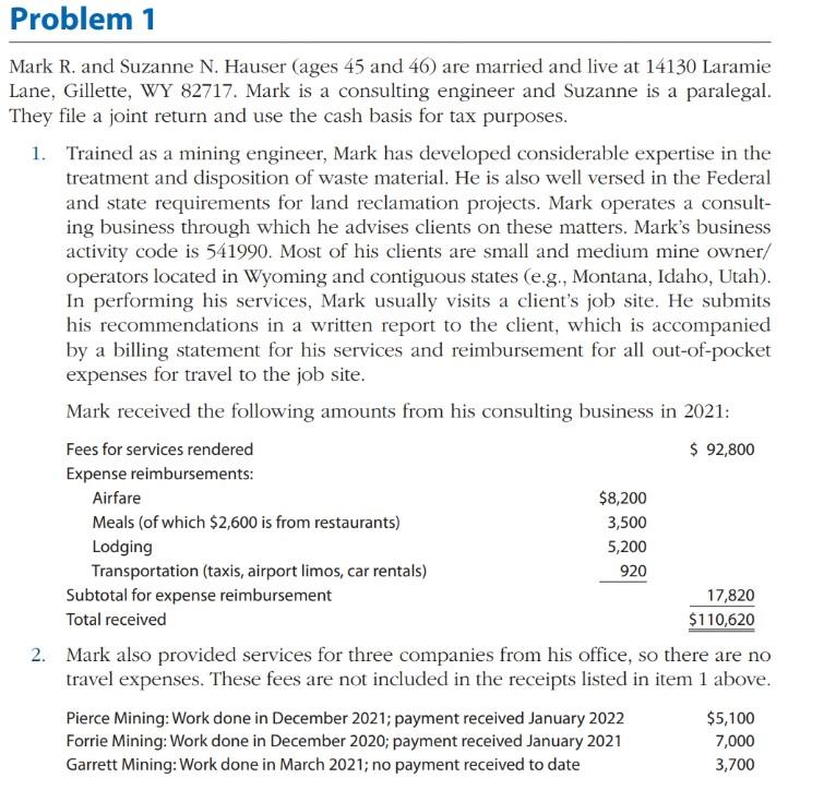  Problem 1 Mark R. and Suzanne N. Hauser (ages 45 and