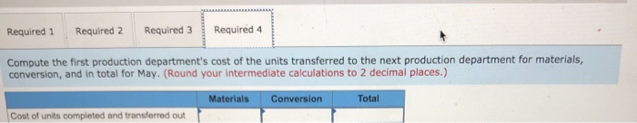 department. Data for May for the first production department follow: Units 75,000