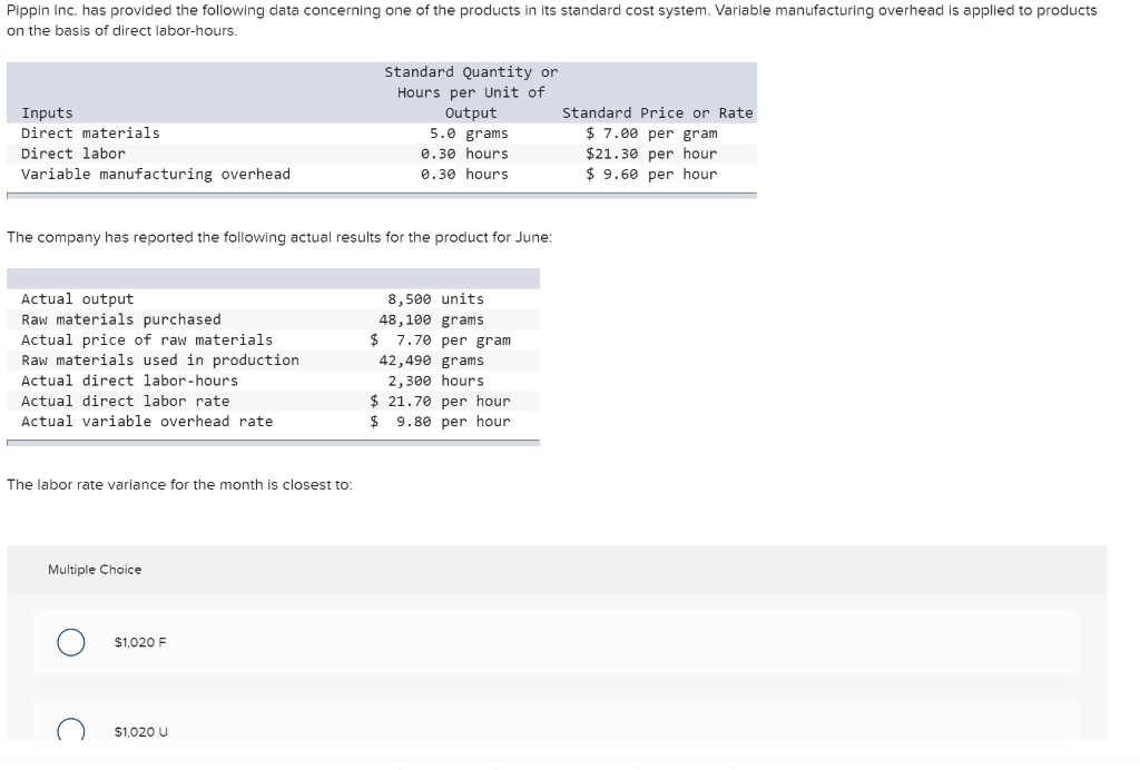 Multiple Choice $1,020 F $1,020 U $920 F $920 U Pippin