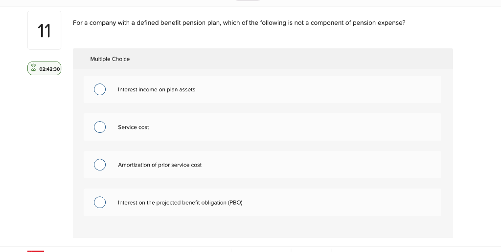  For a company with a defined benefit pension plan, which of