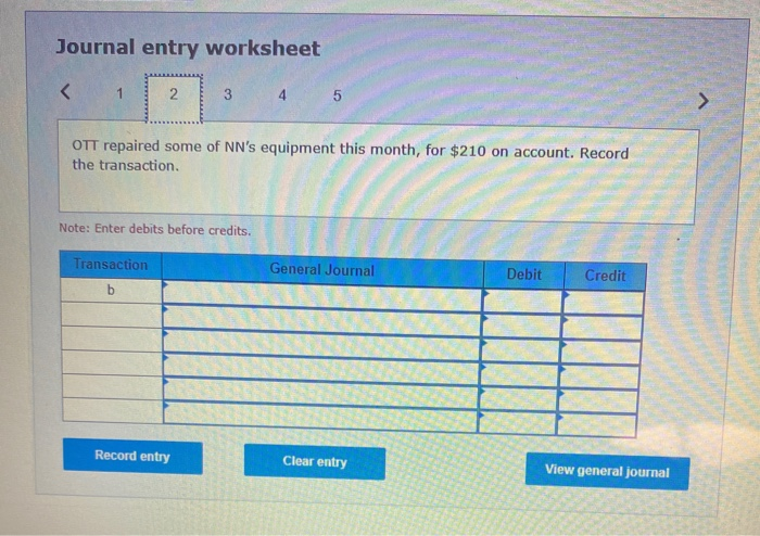 the following transactions. a. NN billed OTT for $855 of advertising services