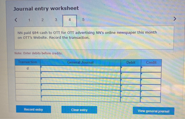 six months. Required: 1. Show the journal entries that OTT would record