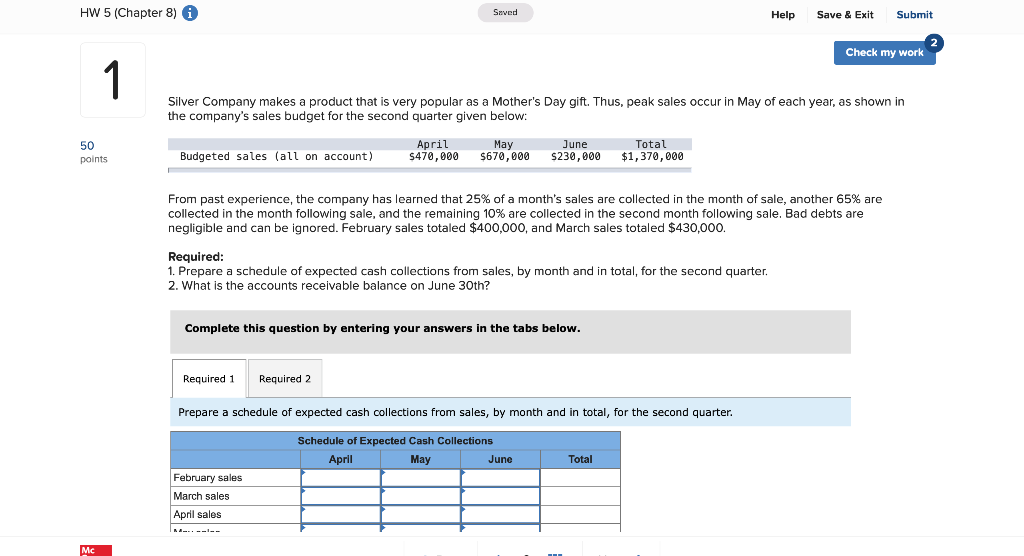  HW 5 (Chapter 8) i Saved Help Save & Exit Submit